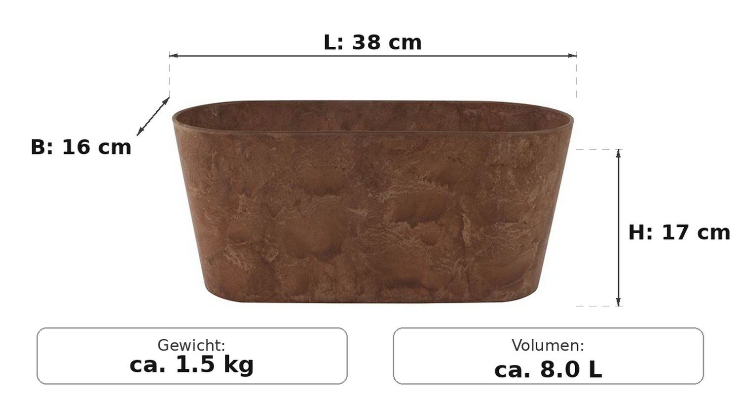 Ma&szlig;bild: Claire Balkonkasten Braun, 38 cm lang, 16 cm breit, 17 cm hoch