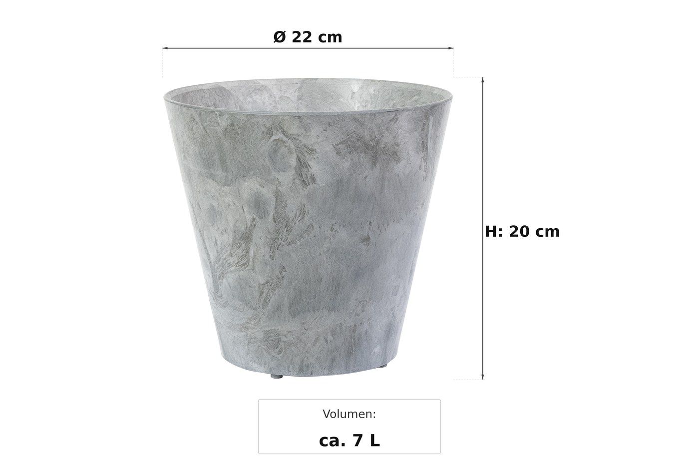 Ma&szlig;bild: Claire Pflanztopf Grau, &Oslash; 22 cm, 20 cm hoch