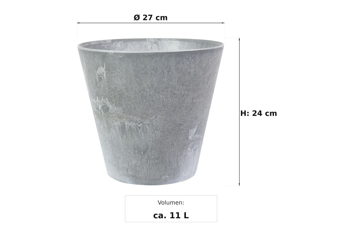 Ma&szlig;bild: Claire Pflanztopf Grau, &Oslash; 27 cm, 24 cm hoch