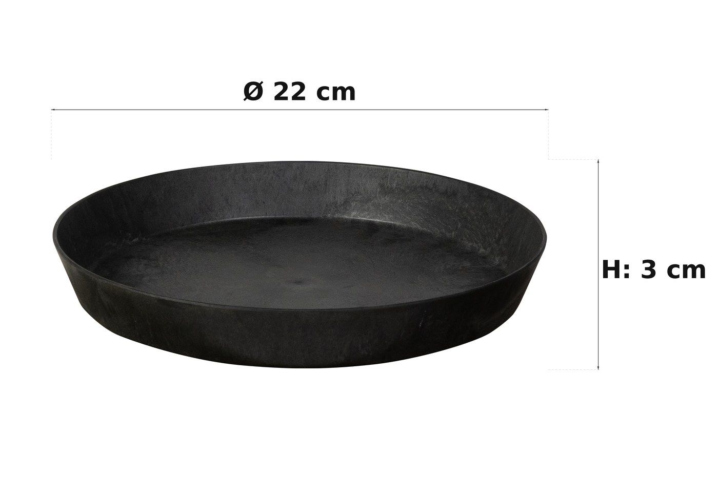 Ma&szlig;bild: Claire Untersetzer Schwarz, &Oslash; 22 cm, 3 cm hoch