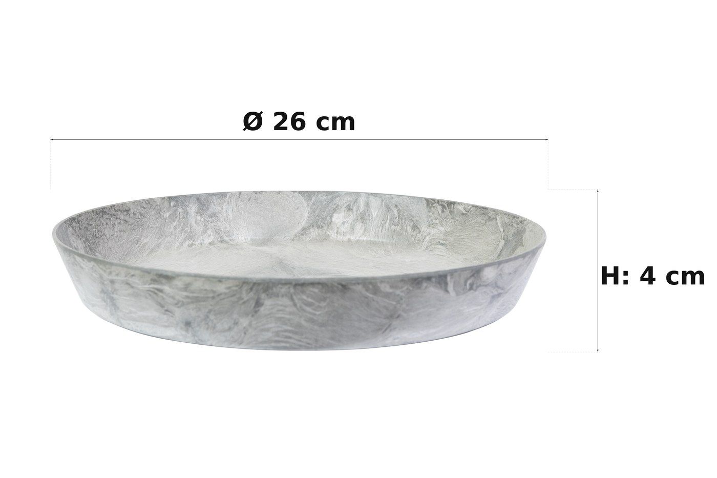 Ma&szlig;bild: Claire Untersetzer Grau, &Oslash; 26 cm, 4 cm hoch