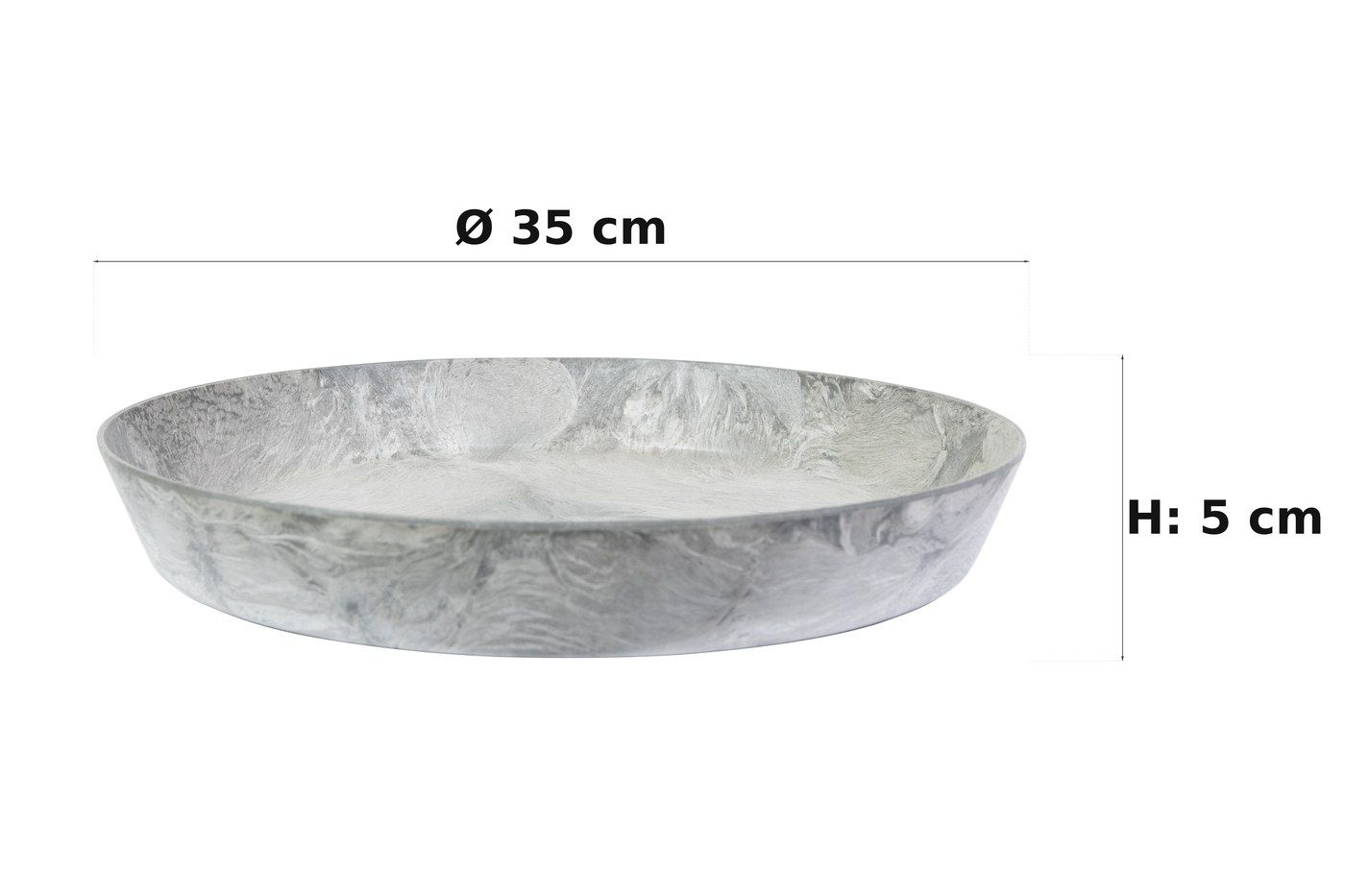 Ma&szlig;bild: Claire Untersetzer Grau, &Oslash; 35 cm, 5 cm hoch