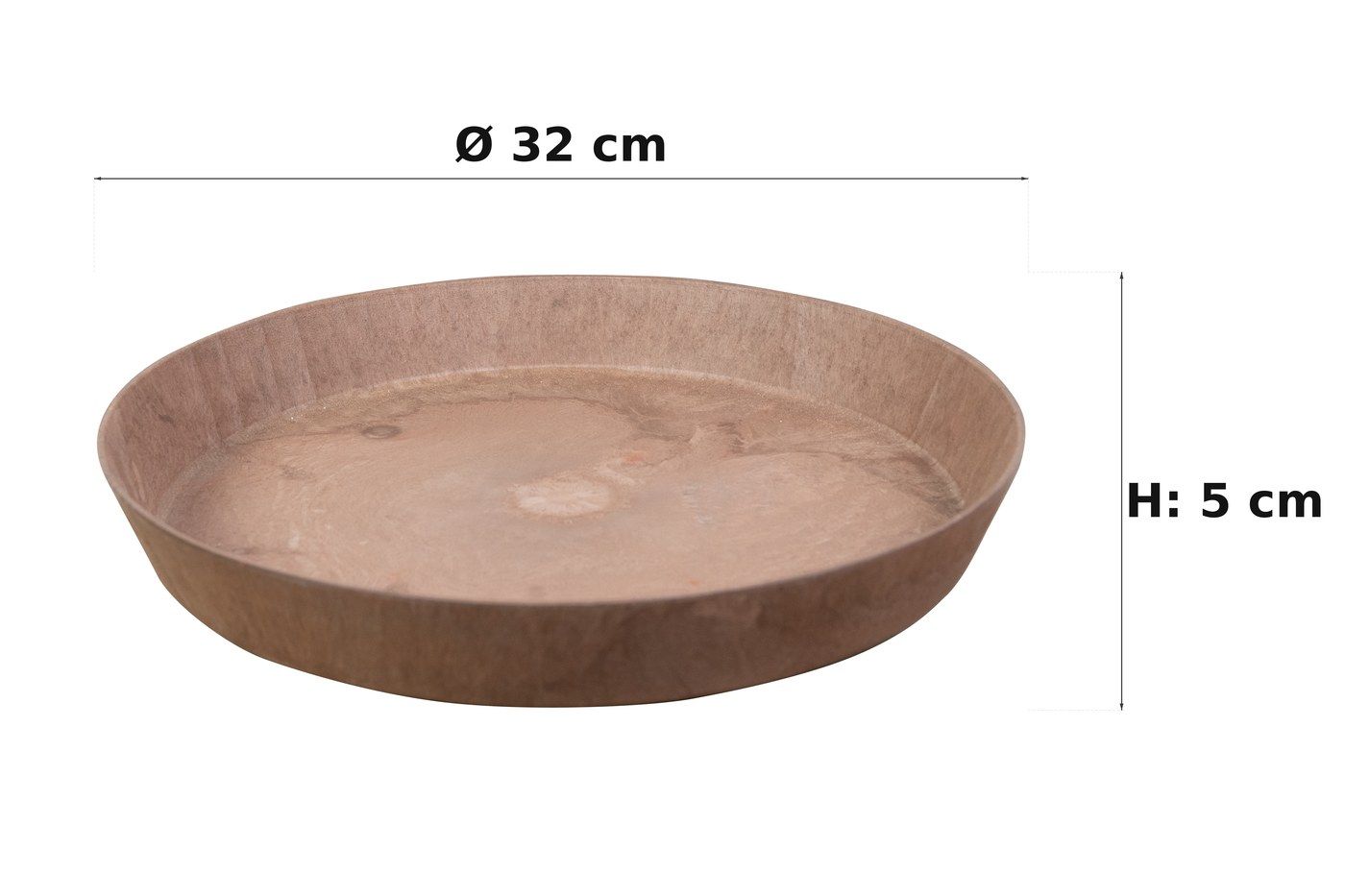 Ma&szlig;bild: Claire Untersetzer Braun, &Oslash; 32 cm, 5 cm hoch