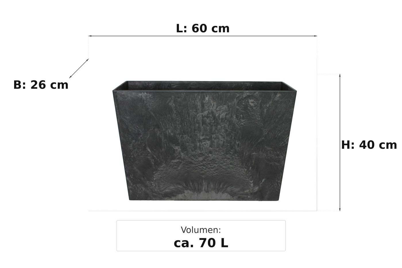 Maßbild: Ella Divider Schwarz, 60 x 26 cm, 40 cm hoch