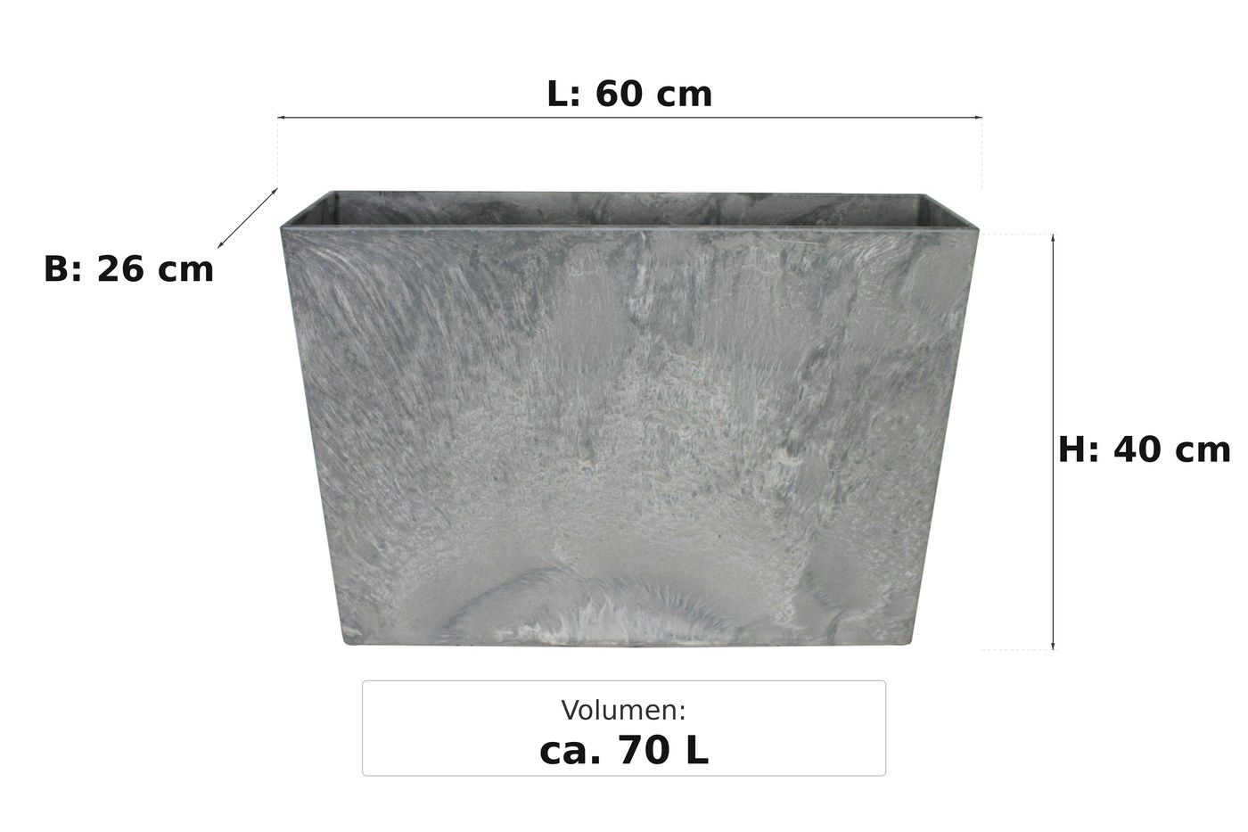 Ma&szlig;bild: Ella Divider Grau, 60 x 26 cm, 40 cm hoch