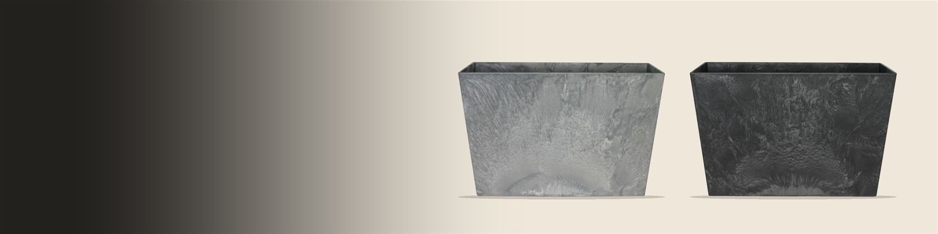 Zwei Artstone-Ella-Divider nebeneinander, in Grau und in Schwarz, im Gr&ouml;&szlig;enverh&auml;ltnis