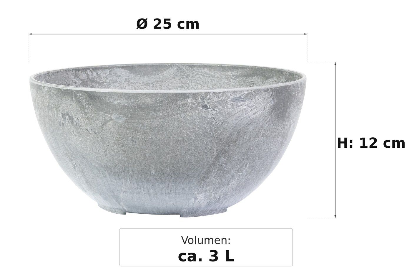 Ma&szlig;bild: Fiona Pflanzschale Grau, &Oslash; 25 cm, 12 cm hoch