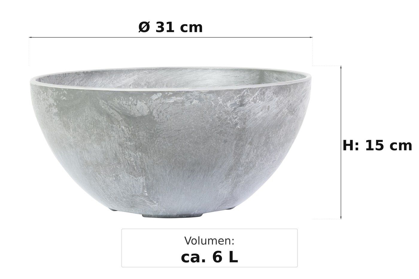 Ma&szlig;bild: Fiona Pflanzschale Grau, &Oslash; 31 cm, 15 cm hoch