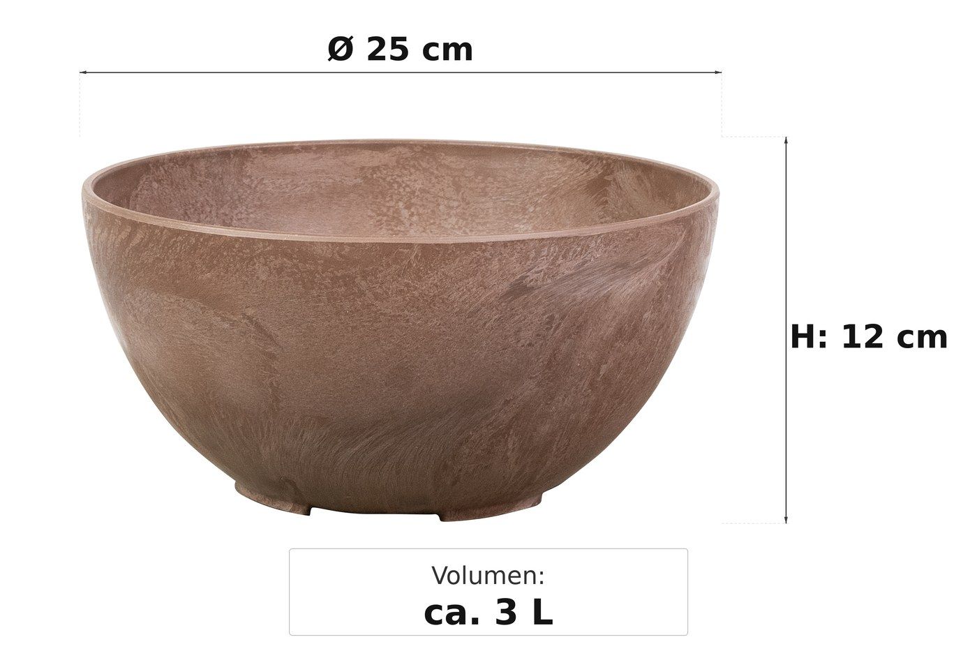 Ma&szlig;bild: Fiona Pflanzschale Braun, &Oslash; 25 cm, 12 cm hoch