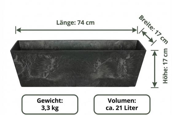 Artstone Ella Balkonkasten 74 cm – Maße (L 74, B 17, H 17 cm)