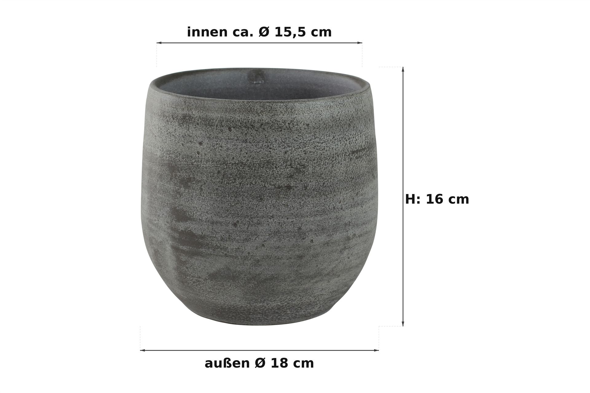 Ma&szlig;bild: Esra mystic grey, au&szlig;en 18 cm, innen ca. 15,5 cm, 16 cm hoch