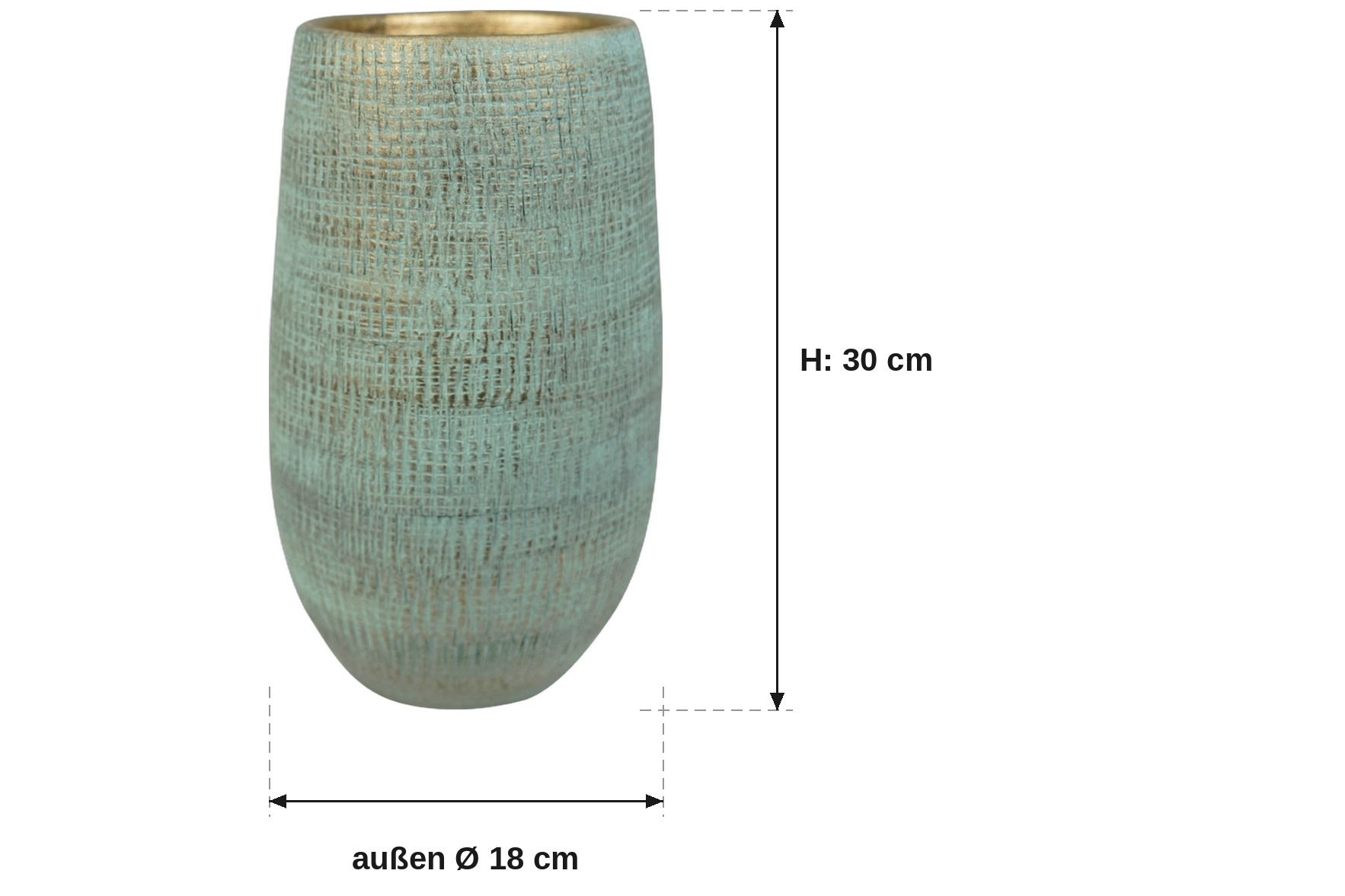 Ma&szlig;bild: Ryan shiny blue, au&szlig;en 18 cm, innen ca. 13 cm, 30 cm hoch