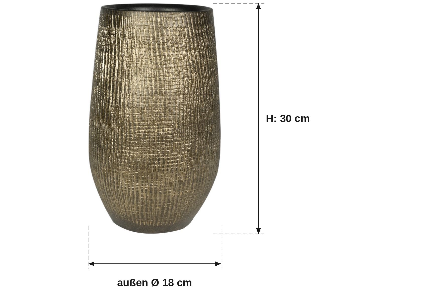 Ma&szlig;bild: Ryan shiny gold, au&szlig;en 18 cm, innen ca. 13 cm, 30 cm hoch