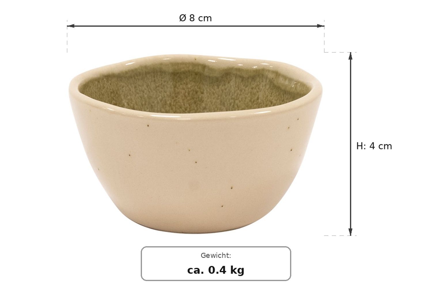 Maßzeichnung: Savannah Oasis Schale klein, Ø 8 cm, Ø 8 cm, 4 cm hoch