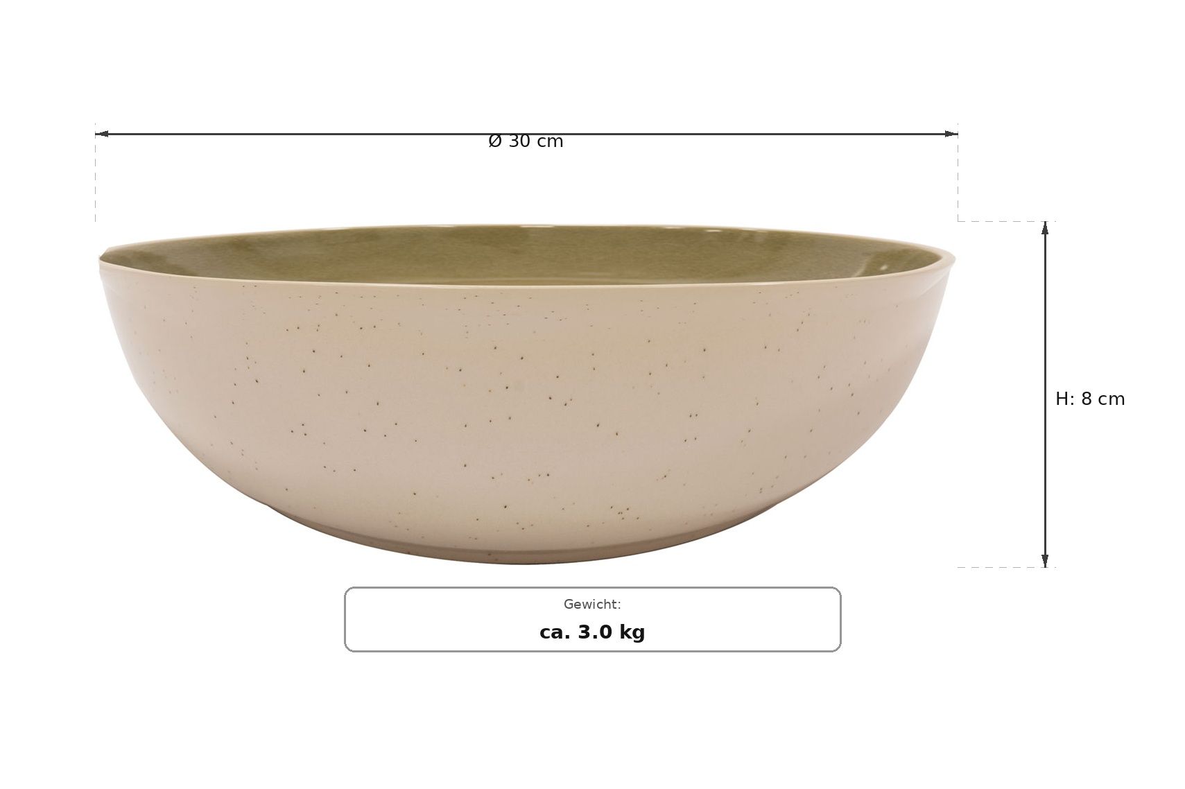 Ma&szlig;zeichnung: Savannah Oasis Servierschüssel, Ø 30 cm, &Oslash; 30 cm, 8 cm hoch