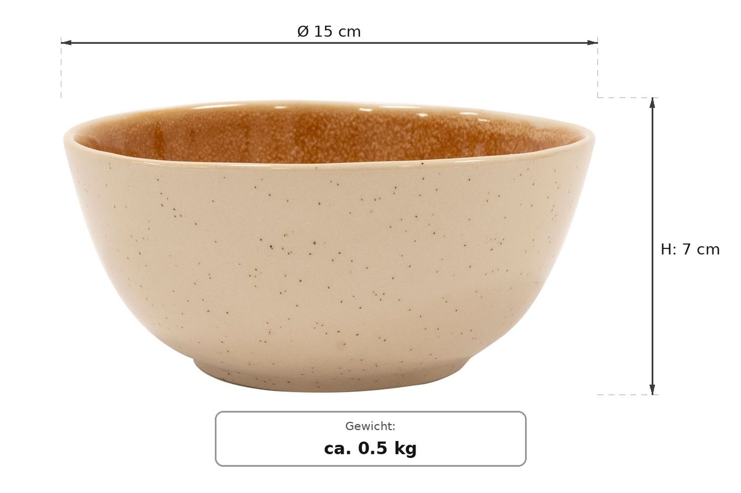 Maßzeichnung: Savannah Horizon Müslischale, Ø 15 cm, Ø 15 cm, 7 cm hoch