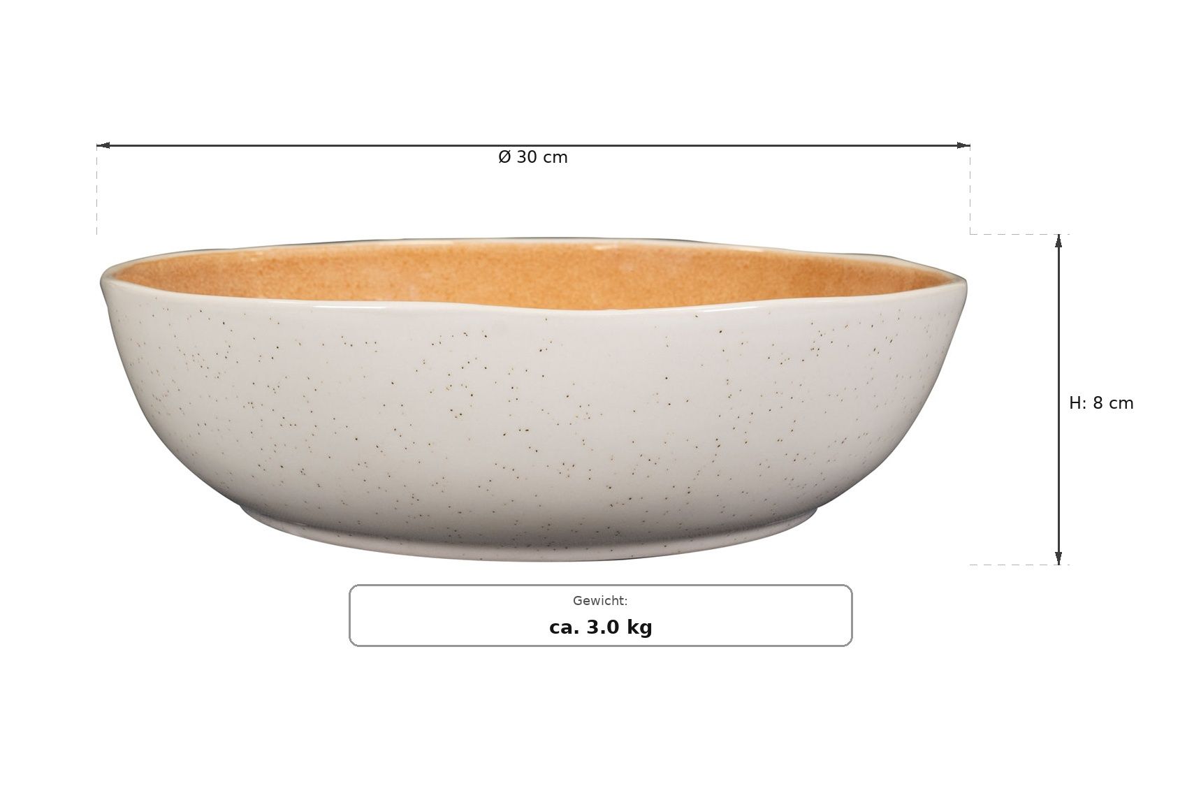 Ma&szlig;zeichnung: Savannah Horizon Servierschüssel, Ø 30 cm, &Oslash; 30 cm, 8 cm hoch