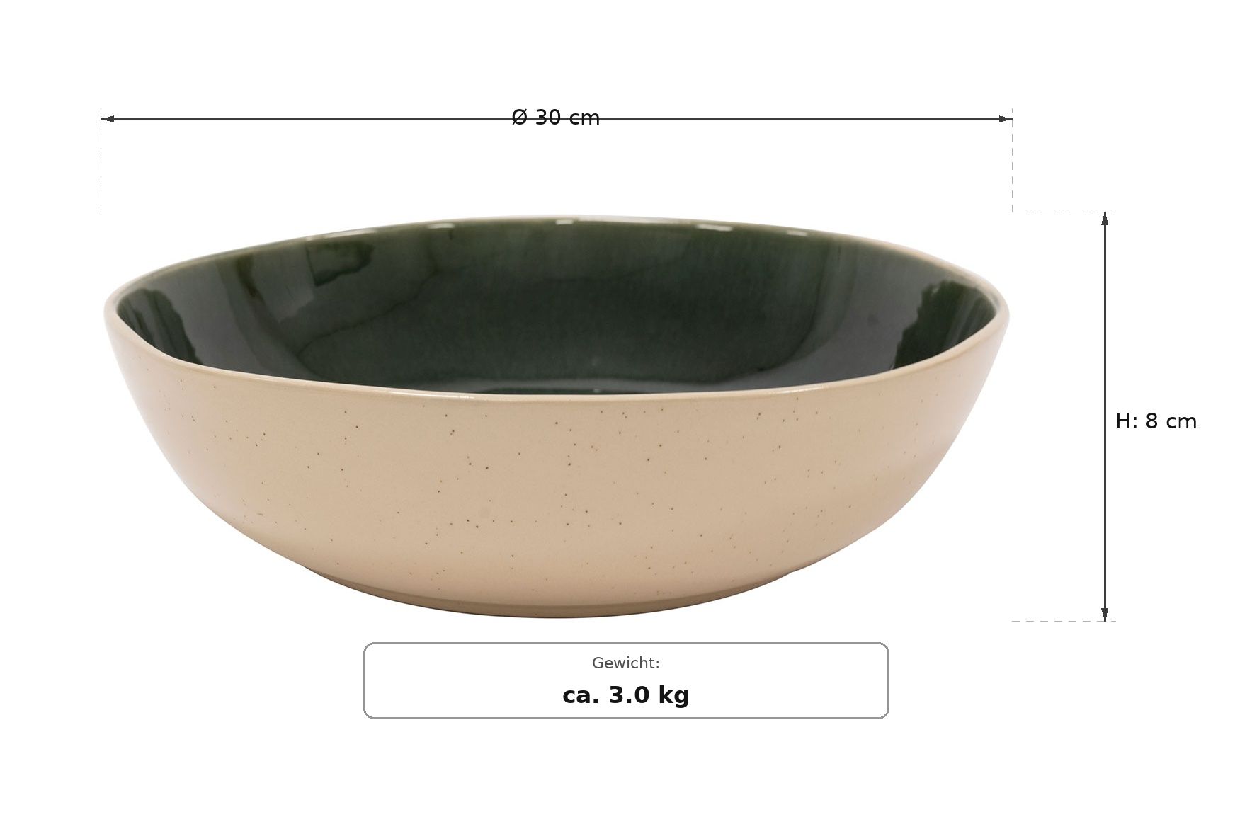 Ma&szlig;zeichnung: Savannah Twilight Servierschüssel, Ø 30 cm, &Oslash; 30 cm, 8 cm hoch