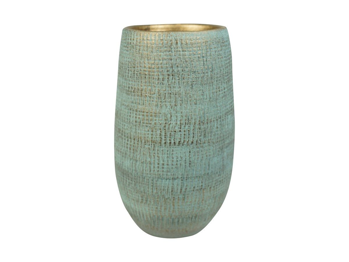 Ryan Vase shiny blue, 30 cm hoch, Packshot vor wei&szlig;em Grund