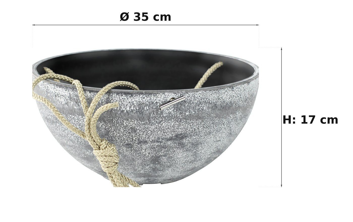 Maßbild: Nova Blumenampel Concrete, Ø 35 cm, 17 cm hoch