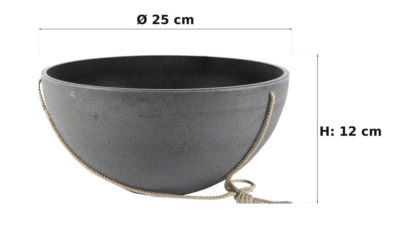 Ma&szlig;bild: Nova Blumenampel Concrete Grey, &Oslash; 25 cm, 12 cm hoch
