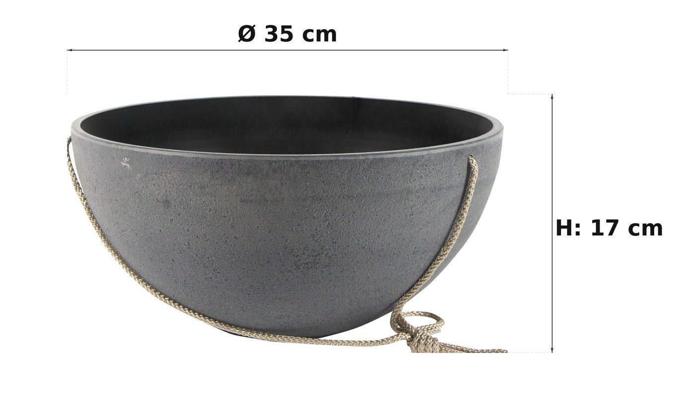 Maßbild: Nova Blumenampel Concrete Grey, Ø 35 cm, 17 cm hoch