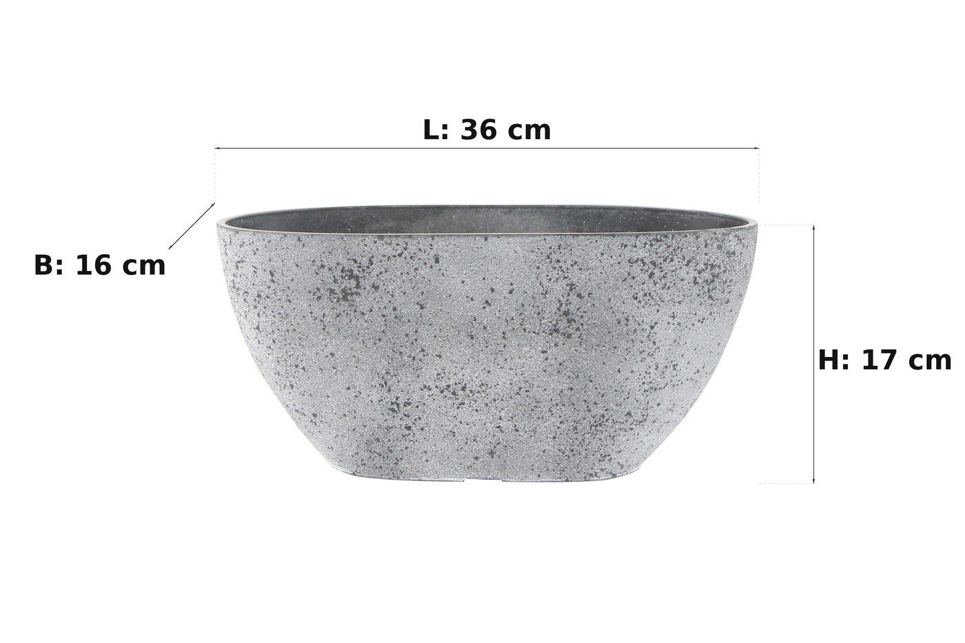 Ma&szlig;bild: Balkonkasten Nova Concrete, 36 x 16 cm, 17 cm hoch