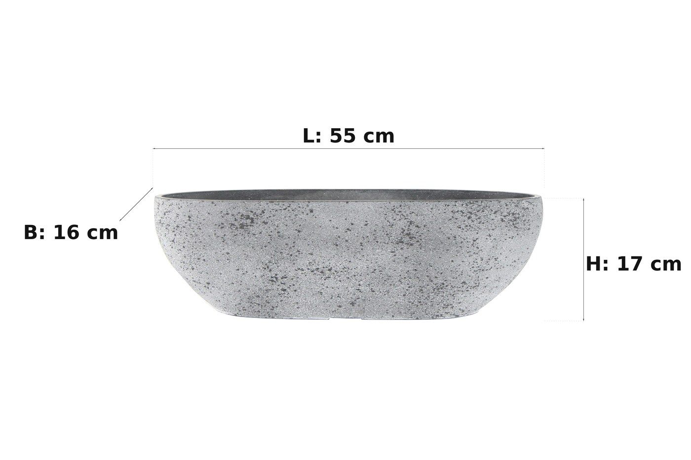 Ma&szlig;bild: Balkonkasten Nova Concrete, 55 x 16 cm, 17 cm hoch