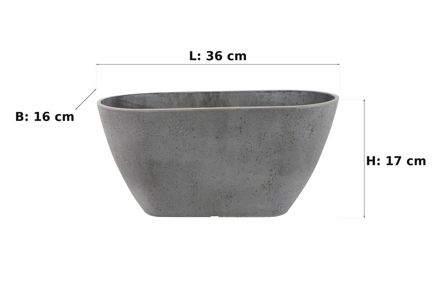 Ma&szlig;bild: Balkonkasten Nova Concrete Grey, 36 x 16 cm, 17 cm hoch