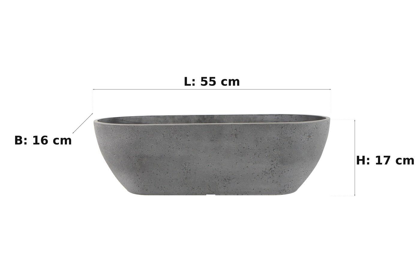 Ma&szlig;bild: Balkonkasten Nova Concrete Grey, 55 x 16 cm, 17 cm hoch