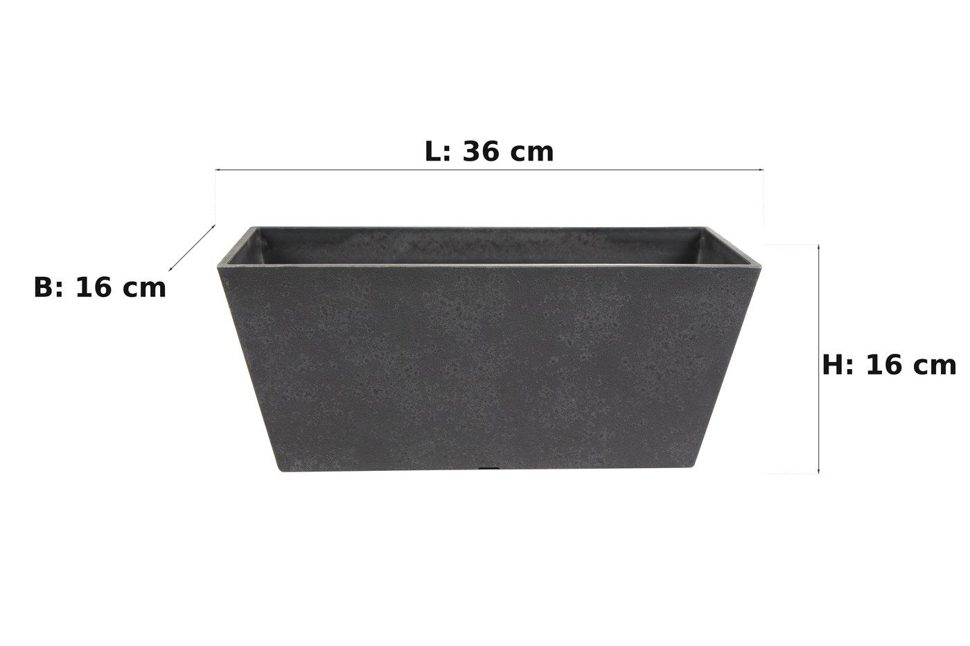 Ma&szlig;bild: Balkonkasten Nimar Concrete Grey, 36 x 16 cm, 16 cm hoch