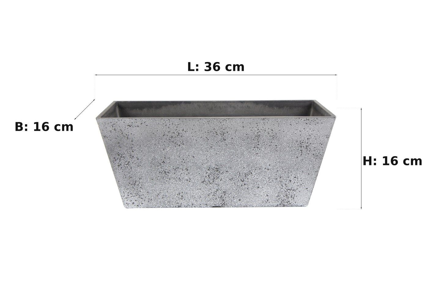 Ma&szlig;bild: Balkonkasten Nimar Concrete, 36 x 16 cm, 16 cm hoch