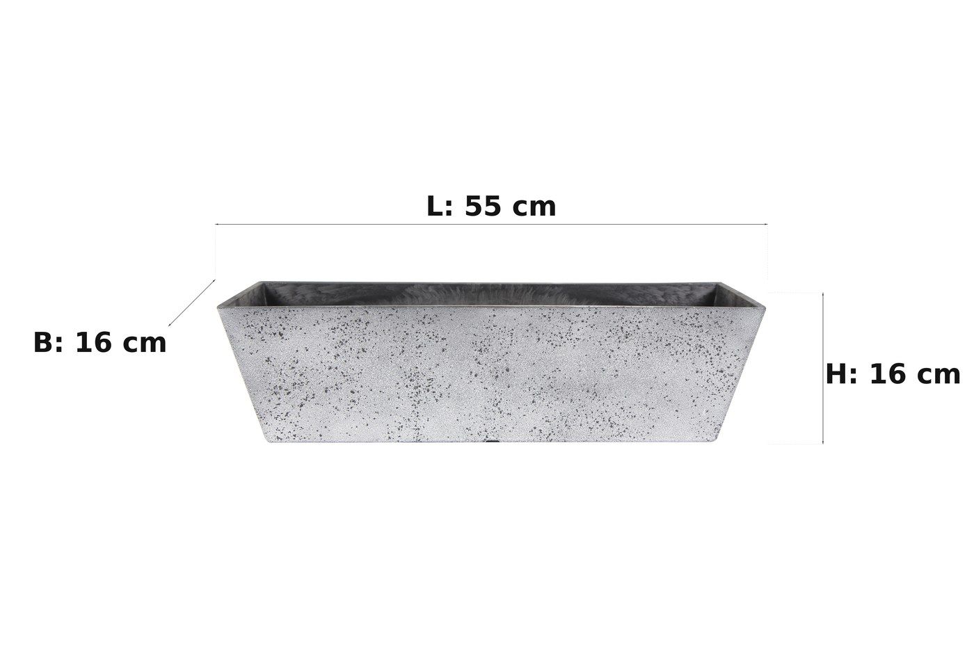 Ma&szlig;bild: Balkonkasten Nimar Concrete, 55 x 16 cm, 16 cm hoch
