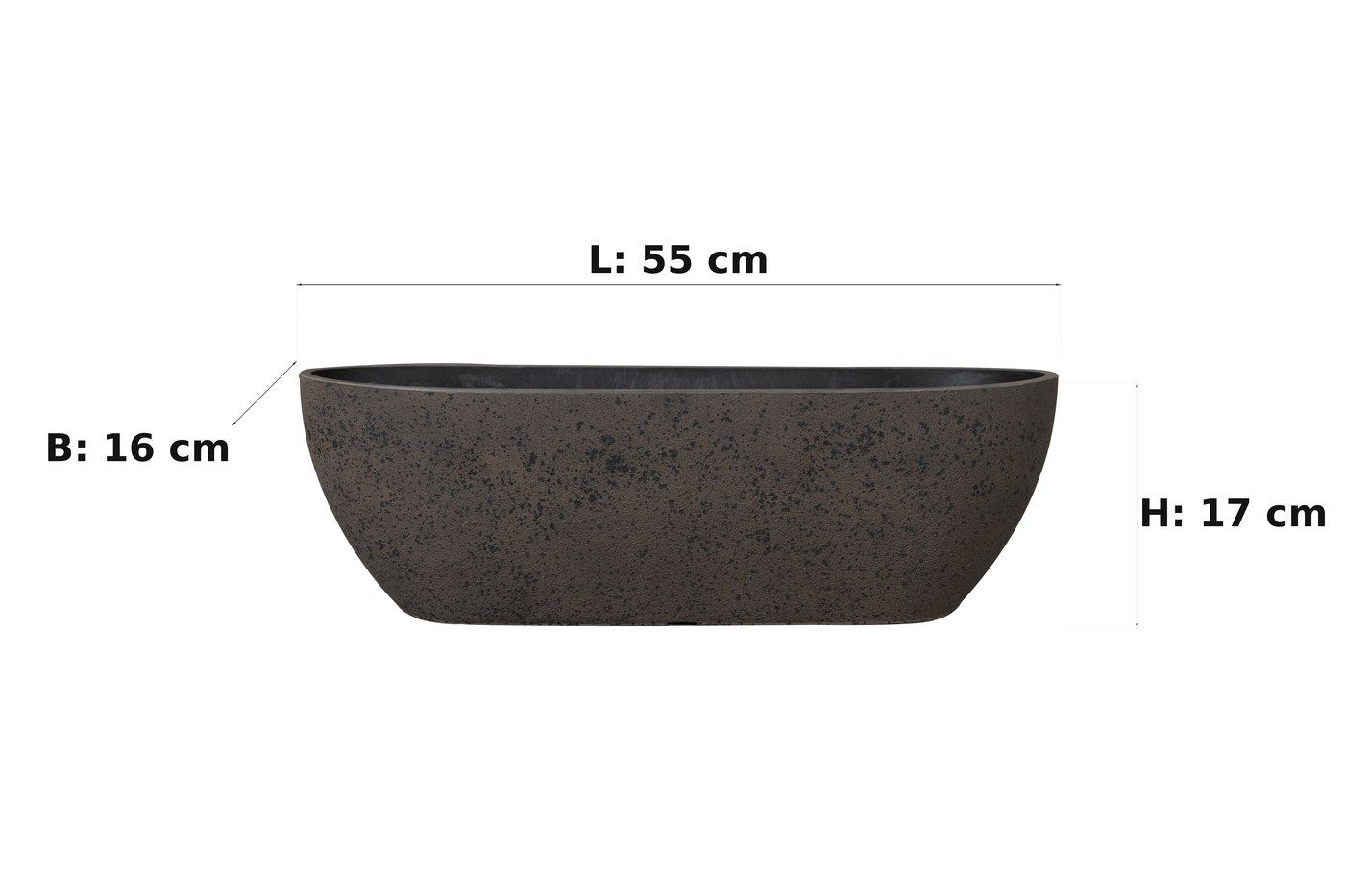 Ma&szlig;bild: Balkonkasten Nova Stone, 55 x 16 cm, 17 cm hoch
